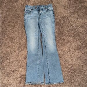 American Eagle Outfitters Curvy High-rise Skinny Kick Light Blue Boot Cut Jeans